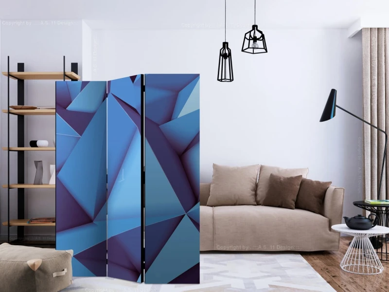 Parawan 3-częściowy - Błękit królewski [Room Dividers]