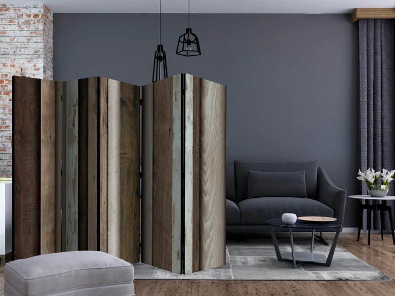 Parawan 5-częściowy - Drewniany wachlarz II [Room Dividers]