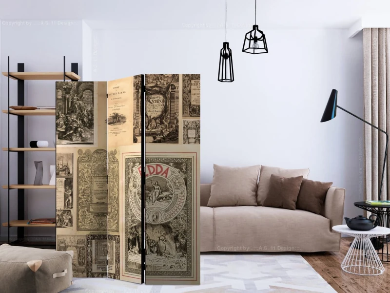 Parawan 3-częściowy - Vintage Books [Room Dividers]