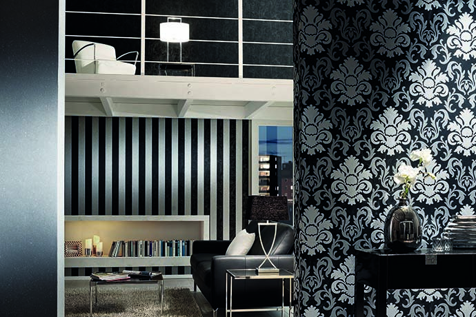 Tapeta glamour srebrne ornamenty